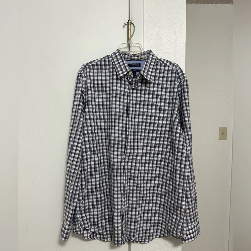 Banana Republic Men’s Slim Flit Button Up Plaid Shirt Sz XL
